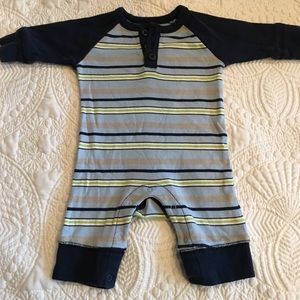 Old Navy blue striped onesie. 0-3 months